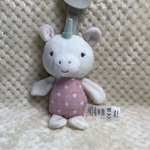 Ingenuity Pink and White Unicorn Stuffed Animal Plush Rattle Baby Toy 10”